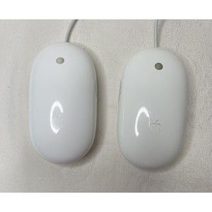Pair Of Genuine Apple A1152 USB Wired Mighty Mouse Optical Mouse White EMC 2058